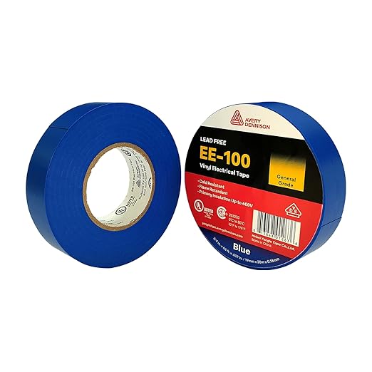 Avery Dennison Electrical Tape, 10 Rolls General Use PVC Electric Tape, UL/CSA Listed ¾ in x 66 ft Insulating Vinyl Tape for Electrical, Repairs, Automotive and Equipment, EE-100, Blue,
