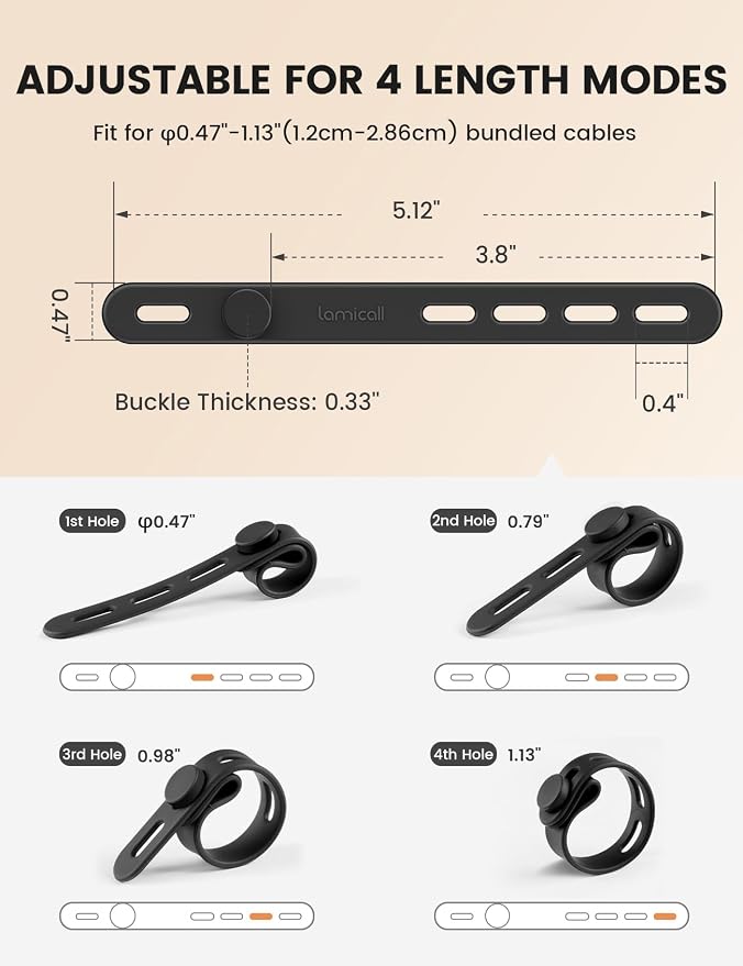 Lamicall 10Pack Reusable Cord Organizer Cable Ties - Image 6