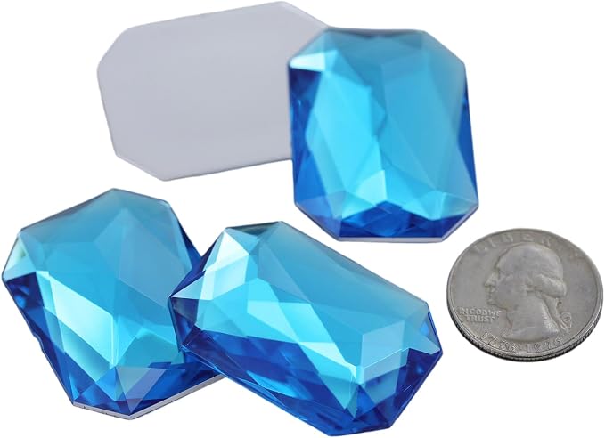 Allstarco 40x30mm Blue Aqua A21 Large Flat Back Octagon Acrylic Rhinestones by Allstarco