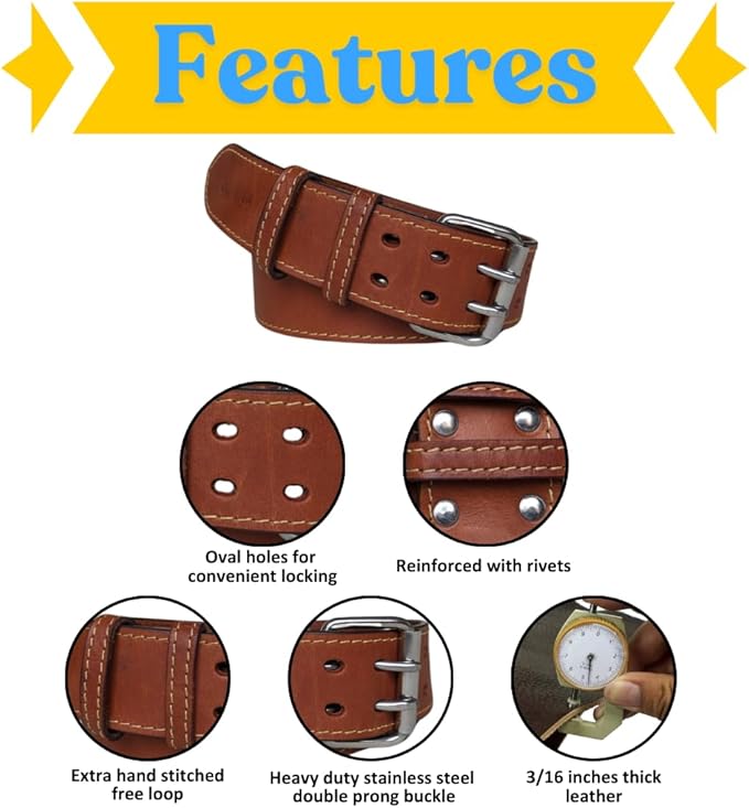2 Inch Wide Leather Tool Belt for Men Work | Adjustable Oil tanned Belt | Carpenters, Electricians, Contractors