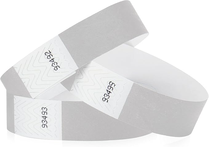 1,000 WristCo Silver Tyvek Wristbands for Events - Comfortable Tear Resistant Paper Bracelets ID Wrist Bands for Concerts Festivals Admission Party Identification