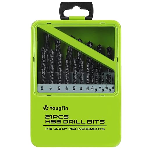 Yougfin Drill Bit Set, High Speed Steel Metal Drill Bits for Steel 21 Pack, 135 Degree Tip, Jobber Length Twist Bits for Hard Metal, Stainless Steel with Indexed Strong Case, 4241-21