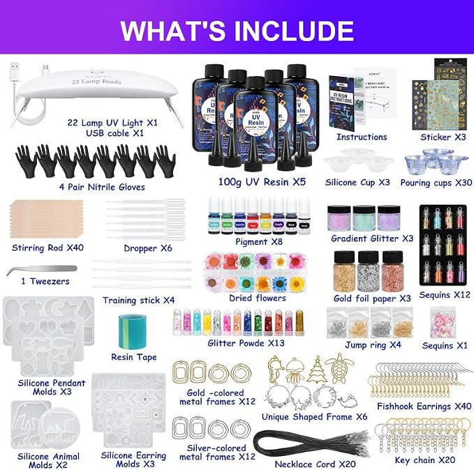 KISREL UV Resin Jewelry Making Kit - 500g Crystal Clear UV Resin - Image 2