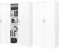BESFUR Metal Storage Cabinet 87" H,Tall Locking Storage Cabinets with Top Cabinet and 4 Adjustable Shelves for Home Office, Garage,School, Apartment, Warehouse, Utility Room，Black