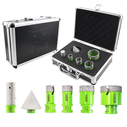 Diamond Core Drill Bits Set - 20/25/35/50mm+20F Tile Hole Saw Kit with 2" Diamond Beveling Chamfer Bits for Porcelain Ceramic Tile Granite Marble(6PCS)