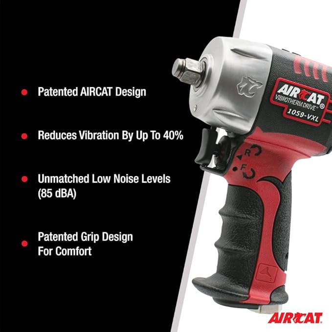 AIRCAT Pneumatic Tools 1059-VXL: 3/8-Inch Vibrotherm Drive Composite Compact Impact Wrench 750 ft-lbs of Torque