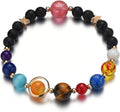 Women Stone Bead Charm Bracelet Universe Galaxy the Eight Planets Nine Planets by MENGLINA
