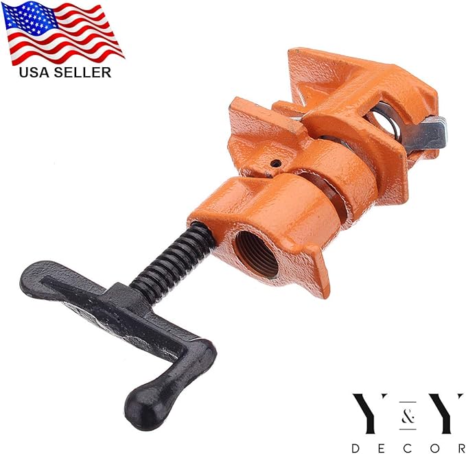 Y&Y Decor 4 Pack 3/4" Pipe Clamps for Wood Gluing, Heavy Duty Cast Iron, Professional Woodworking Tools