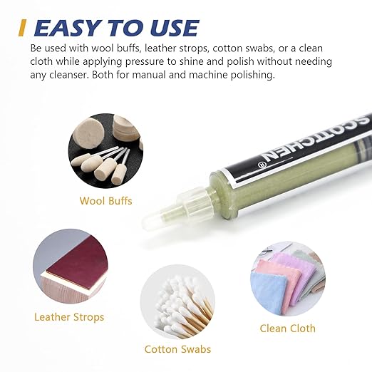 SCOTTCHEN 3Pcs Diamond Polishing Paste, 500/800/1,500 Grit, 36-54/12-25/6-12 Microns Lapping Compound with 50% Concentration of Diamond Powders for Jewelry, Metal, Ring, Glass, Coin, 5 Gram Each