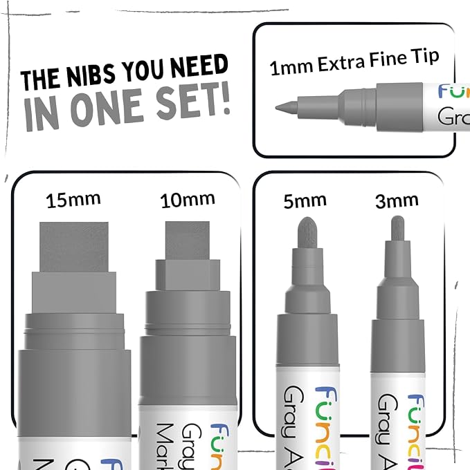 5 Grey Acrylic Paint Pen - Image 2
