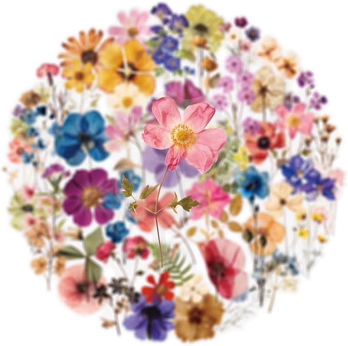 50PCS Transparent Flora Scrapbook Stickers, Vintage Aesthetic Flowers Sticker - Image 4