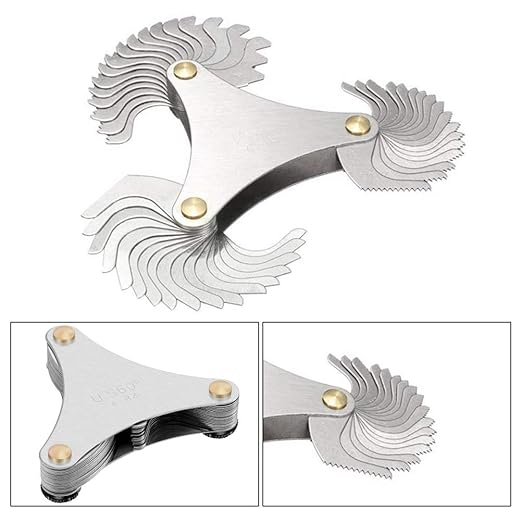 Haploon 6Pcs Pitch Cutting Gauge,Stainless Steel Screw Thread Pitch Gauge Tool Set, 3 Pieces Center Gage,1 America SAE Type,1 Metric & America SAE Type,1 Metric Imperial US for Industrial Measurement