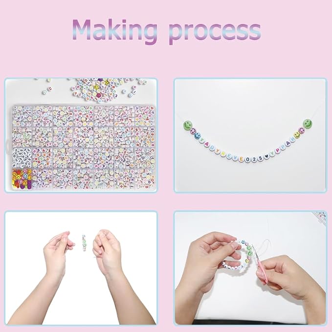 YMSDZHL Alphabet Beads A-Z 1400Pcs Letter Beads, Acrylic 4x7mm Round Letter - Image 5