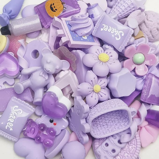 Chenkou Craft 50pcs Lots Mix Assorted Purple Craft DIY Flatbacks Resin Flat - Image 4