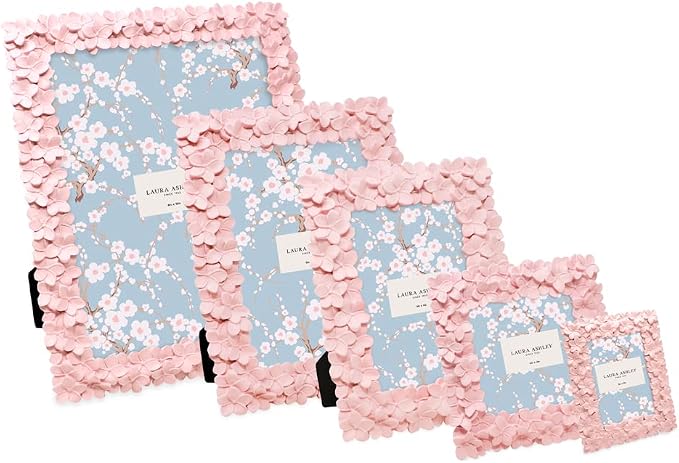 Laura Ashley 8x10 Pink Flower Textured Hand-Crafted Resin Picture Frame - Image 6