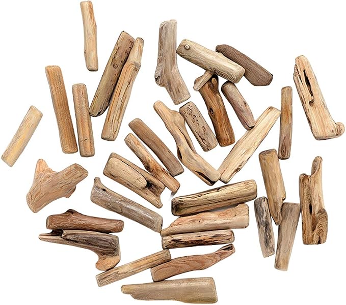 20 Pcs Natural Driftwood Pieces Branch Slices Craft Sticks Beach Decor by UUYYEO