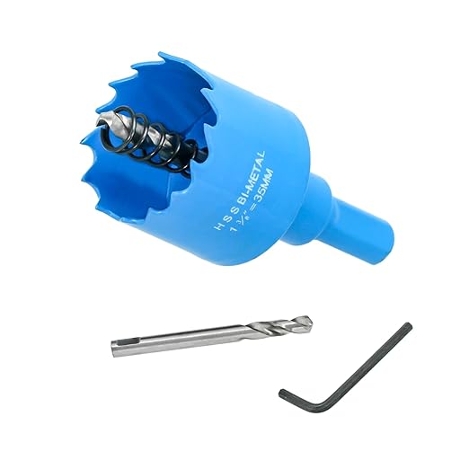 1-3/8 Inch Hole Saw with Arbor for Metal and Wood Cutting, Bi-Metal Hole Cutter, 1-3/8" Hole Saw Kit for Drywall, Wood, PVC Boards, Fiberglass and Vent Pipes