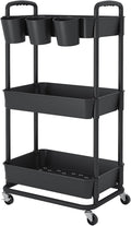 JIUYOTREE 3-Tier Plastic Rolling Storage Cart Utility Cart by JIUYOTREE