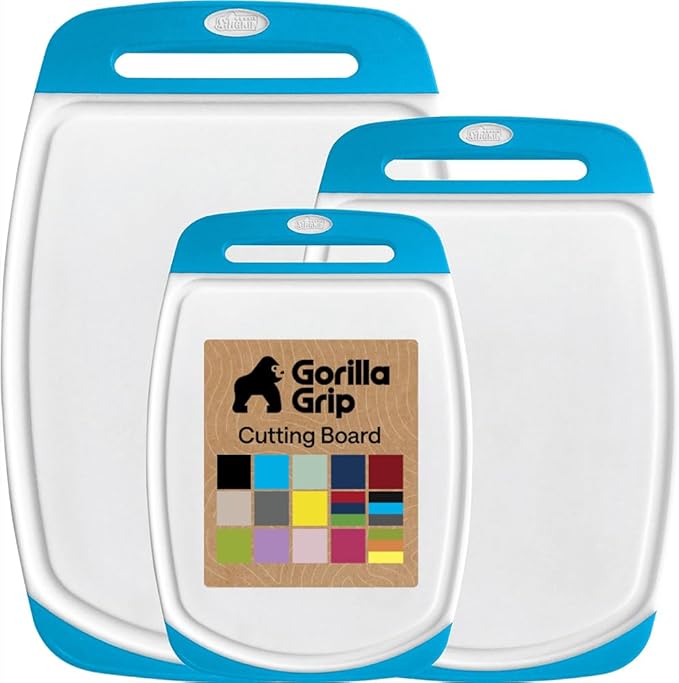 GORILLA GRIP BPA-Free Reversible Kitchen Cutting Board Set of 3, US Designed by Unknown