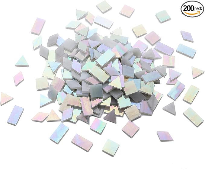 Iridescent Mosaic Tiles 200 Pieces Stained Glass Tile Pieces by LanyaniArtGlassMosaics