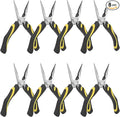 8 Packs 6 Inch Long Needle Nose Pliers with Wire Cutter, Small Needle Nose Pliers Bulk for Electricians, Grips Small Parts, Bend Wire, Electronics Repair, Jewelry Making Tools, etc, by GENHAKON
