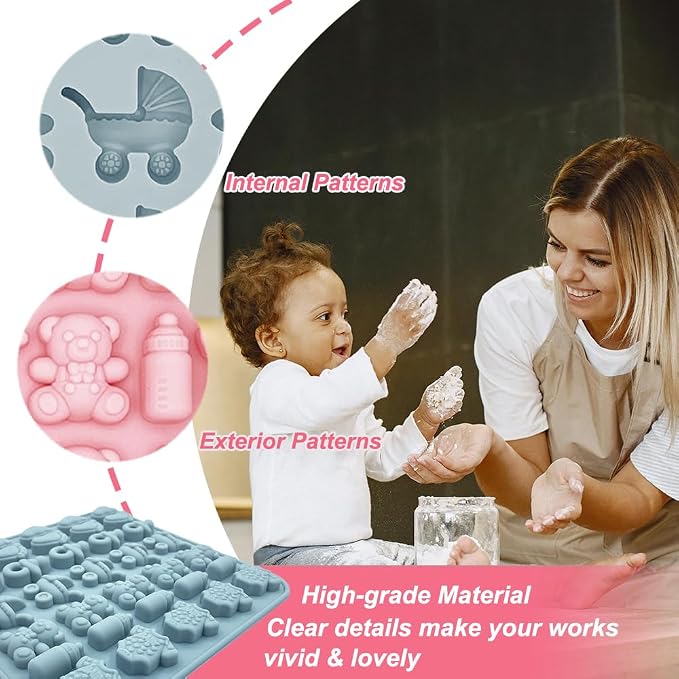 2 Pack Baby Shower Molds Silicone, 35 Cavity Baby Feet Molds - Image 4