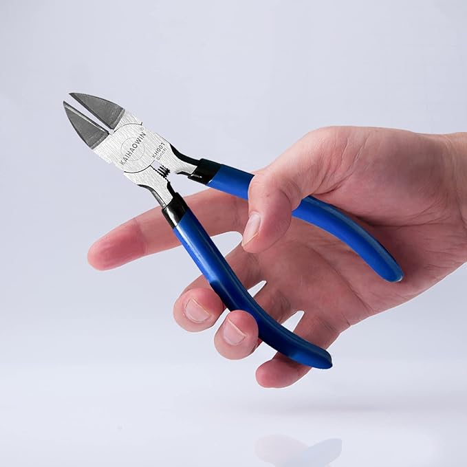 Wire Cutters 5", 5 Pack KAIHAOWIN Precision Flush Cutters Ultra Sharp Wire Cutters for Crafting Side Cutters Wire Snips Spring Loaded Dikes Wire Cutter for Jewelry Making, Blue with Black Handle