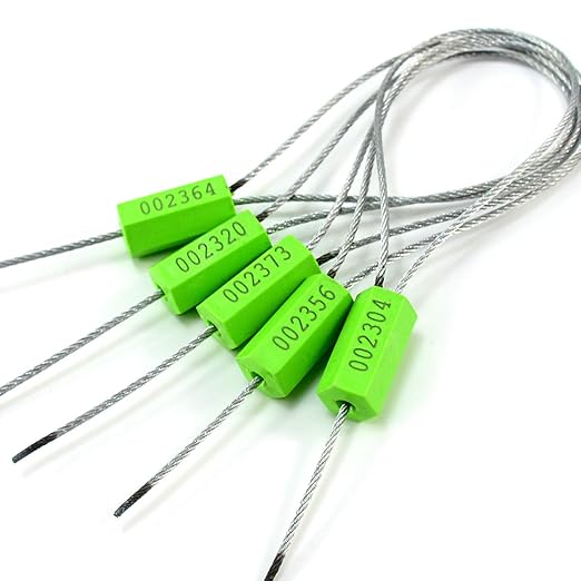 Tamper Proof Security Cable Tags for Truck Trailer Pull-Tite Metal Shipping Seals Numbered Padlock Seals for Container(Pack of 1000 pcs, Green)