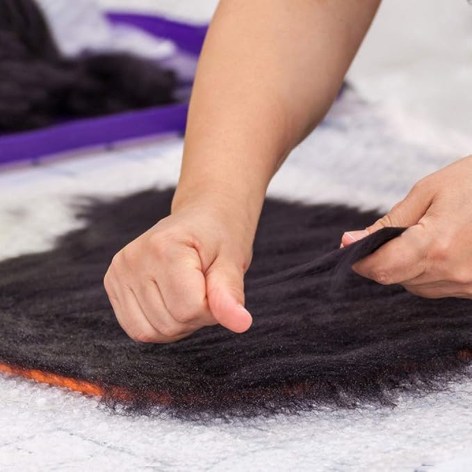 QMNNMA Wool Roving Bulk, 8.82oz Needle Felting Wool, Wool Roving Top-Black | - Image 6