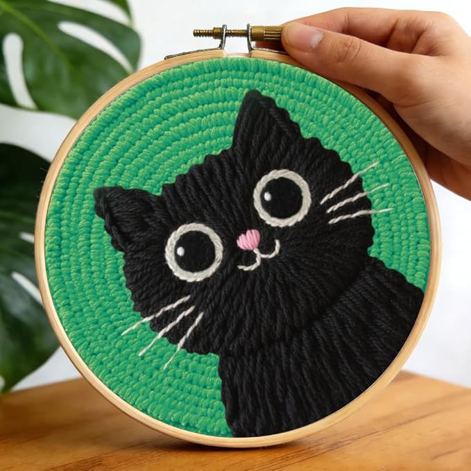 BEUNITONE 2Pcs Cute Cat Punch Needle Kit - Image 5