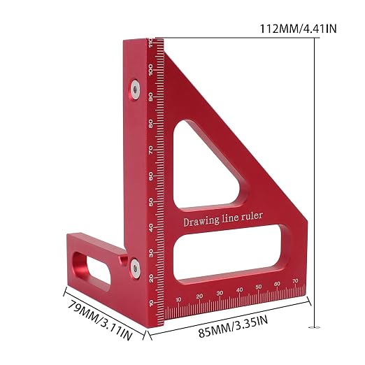 3D Multi-Angle Measuring Ruler, 45/90 Degree Aluminum Alloy Woodworking Square - Image 2