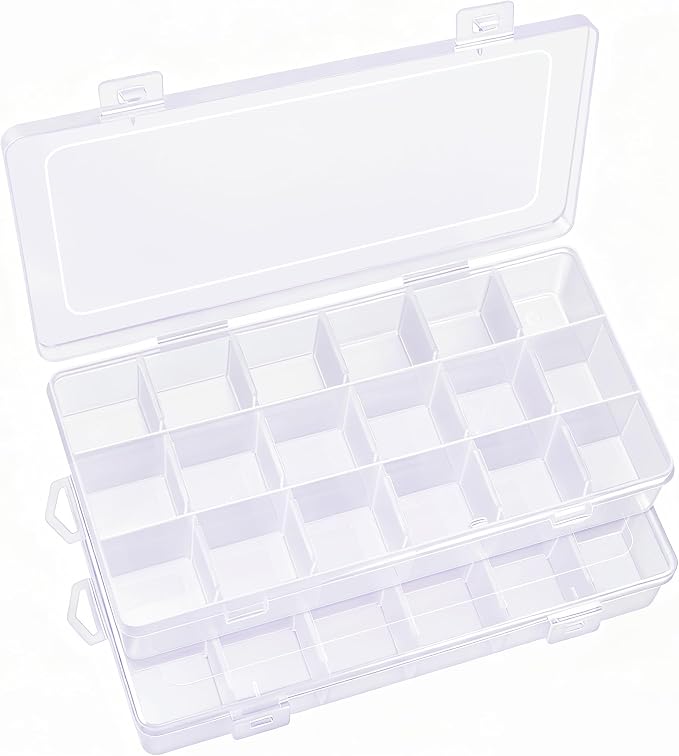 IOOLEEM 18 Grids Adjustable Dividers Plastic Bead Organizer Box, Organizer by IOOLEEM