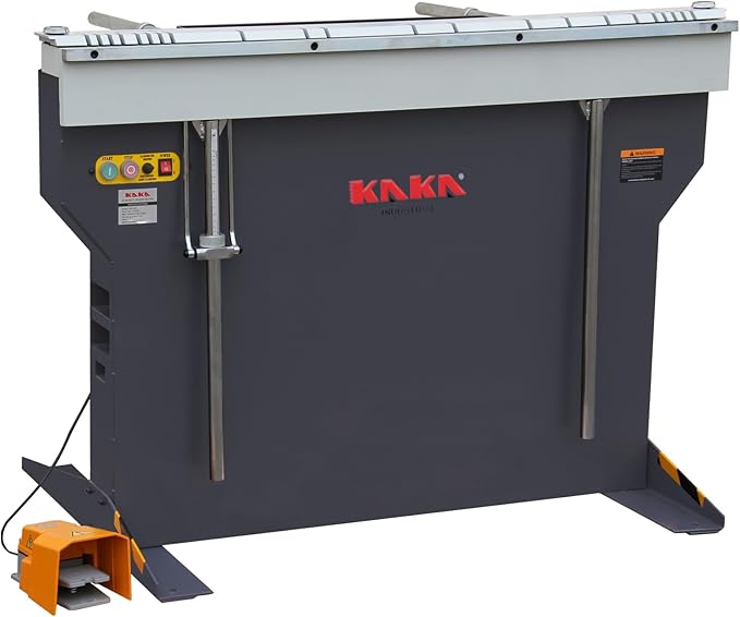 KAKA INDUSTRIAL Magnetic Sheet Metal Brake,48-Inch Electro Metal Brake Bender, 6-Ton 16-Gauge Box and Pan Brake, 220V Single Phase with Foot Pedal Control Siding Brake, Includes Clamp Bars EB-4816B