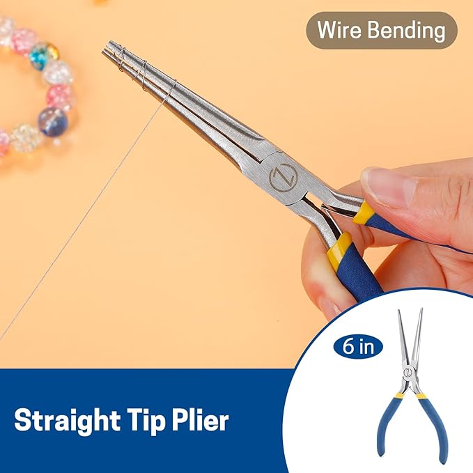 VISEMAN 6" Mini Needle Nose Pliers with Comfort Grip Handles, 2PCS Long Nose Pliers Set for Handmade Craft