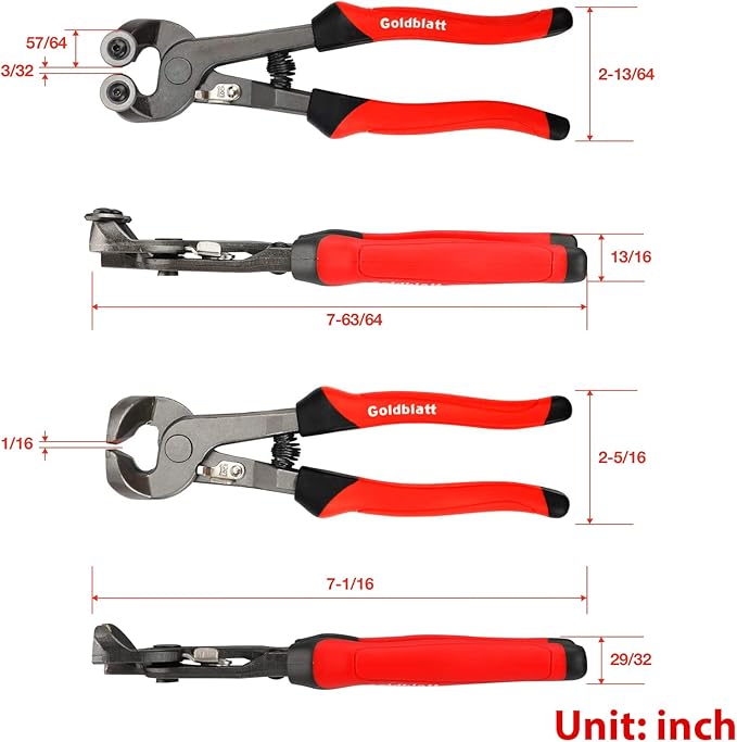 Goldblatt 2 Piece Glass Tile Nippers Set - Heavy Duty Wheeled Glass Mosaic Nipper & Hd Ceramic Tile Nipper, Tile Cutter Pliers Soft-grip Handle - Shapping Plier, Nipper Cutting Tools, Stone, Metal