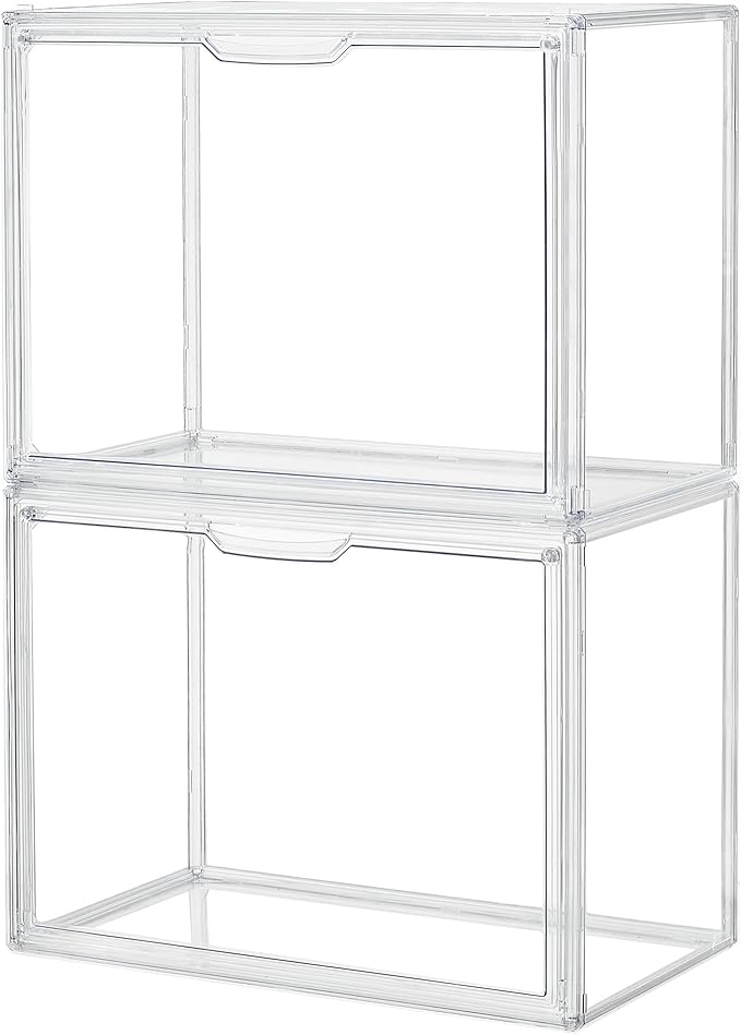 ZLLZUU Acrylic Display Case Large Clear Boxes 3 Pack Stackable Storage Bins | by ZLLZUU