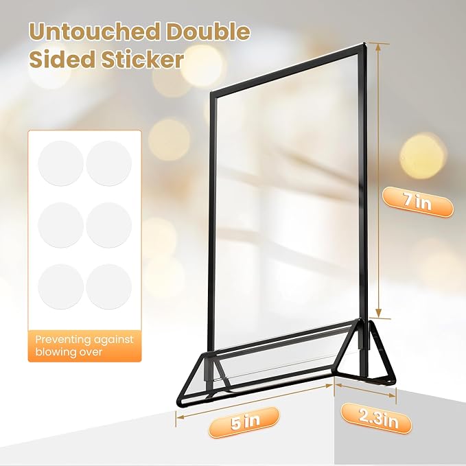Acrylic Sign Holder 5X7 Double-Sided Black Picture Frame -6 Pack | Acrylic - Image 2