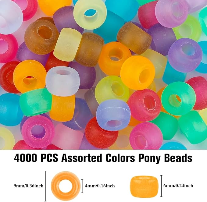 Pony Beads 4000 Pcs, Beads for Bracelets, Hair Beads, Beads for Jewelry Making - Image 2