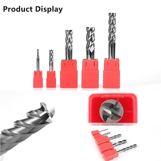 5pcs 5/64" Carbide Square End Mill Bits Set for Alloy Stees/Hardened Steels,Hrc55 Micro Grain Carbide Milling Cutter 4Flute CNC Router Bits with AlTiN Coating