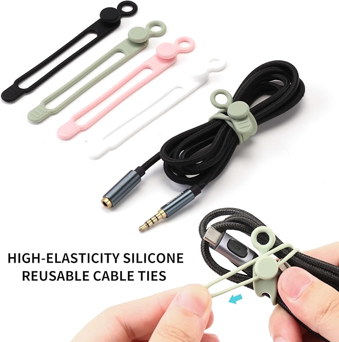 UMUST Silicone Cable Ties, Reusable Cable Management Organizer, Cable Straps - Image 3