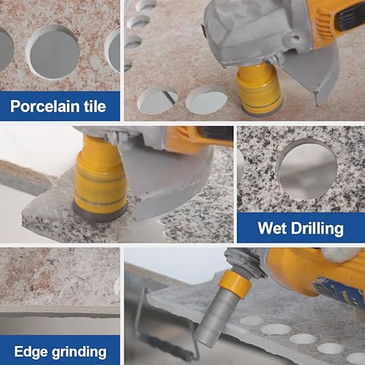 HIGHDRIL Diamond Drill Bits Kit with 5/8-11 for Porcelain Tile Ceramic Marble Brick Concrete Vacuum Brazed Hole Saw(6/8/10/16/20/25/32/50mm+10mm Finger Bits+SDS Shank Adapter