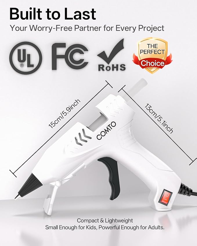 Mini Hot Glue Gun with 100 Glue Sticks, Precision Glue Flow, Extra-Long 55" Cord - Image 6