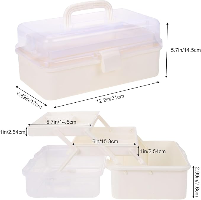 Plastic Tool Box with Handle 3-Layer Craft Organizers Tackle Box Multipurpose - Image 2