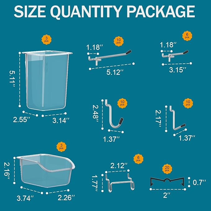 Peg Board Kit, Includes Pegboard and Accessories, - Image 3