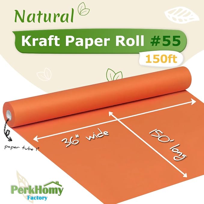PerkHomy OrangeRed Kraft Paper Roll 36" x 1 - Image 2