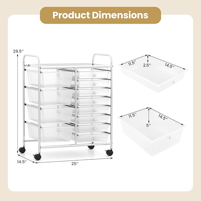 BECOMFORT 15-Drawer Rolling Cart - Image 3