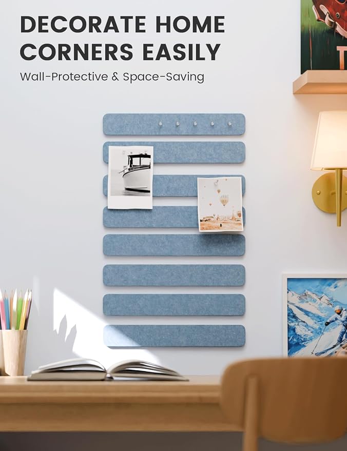Fluxynara Cork Board Alternative Felt Strip Board 8-Pack 13"x2", Office Pin - Image 4