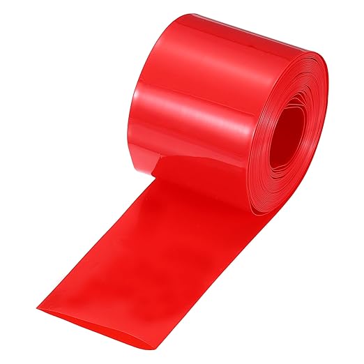 MECCANIXITY Battery Wrap PVC Heat Shrink Tubing 32mm Dia 50mm Flat 20 Feet(6meters) Red Good Insulation for Battery Pack
