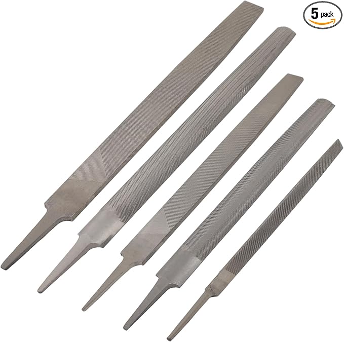 5 PCS Metal Files Set, Steel Hand File Kit, Triangular Flat Half-Round Files, T12 High Carbon Steel File for Woodworking, Metalworking, Jewelry, Plastic, DIY, Repair