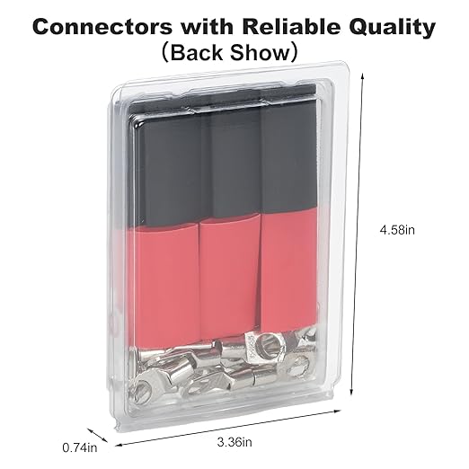 Thick Copper Electric Wire Lugs,20Pcs Tinned Copper Gauge 8Awg-5/16(M8) Ring Heavy Duty Battery Cable Lugs Ends Ring Terminals Connectors with 20Pcs 3:1 Heat Shrink Tubing Assortment Kit